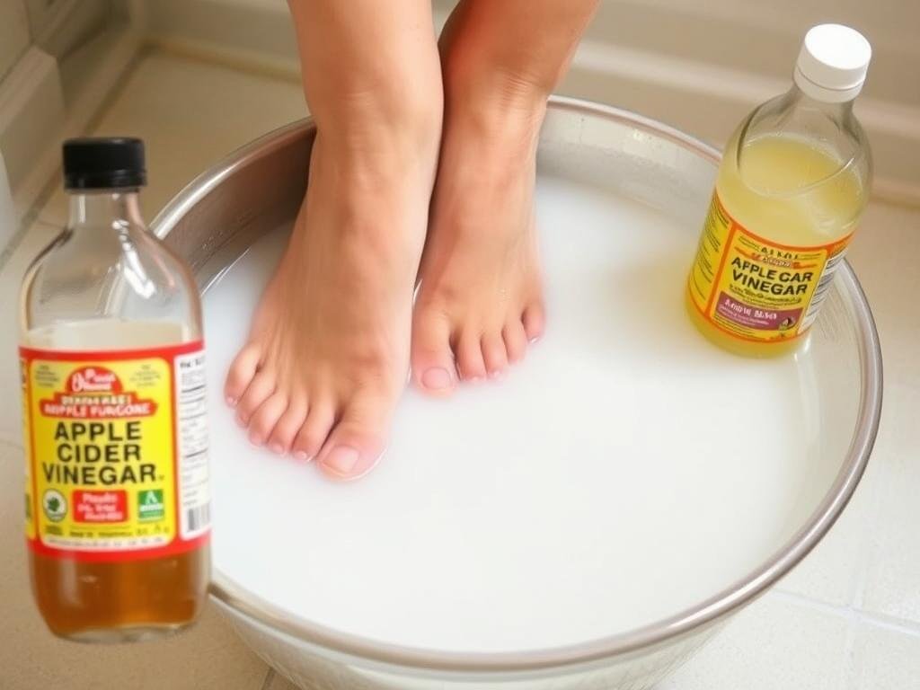 Moczenie stóp w roztworze octu jabłkowego na grzybicę paznokci
