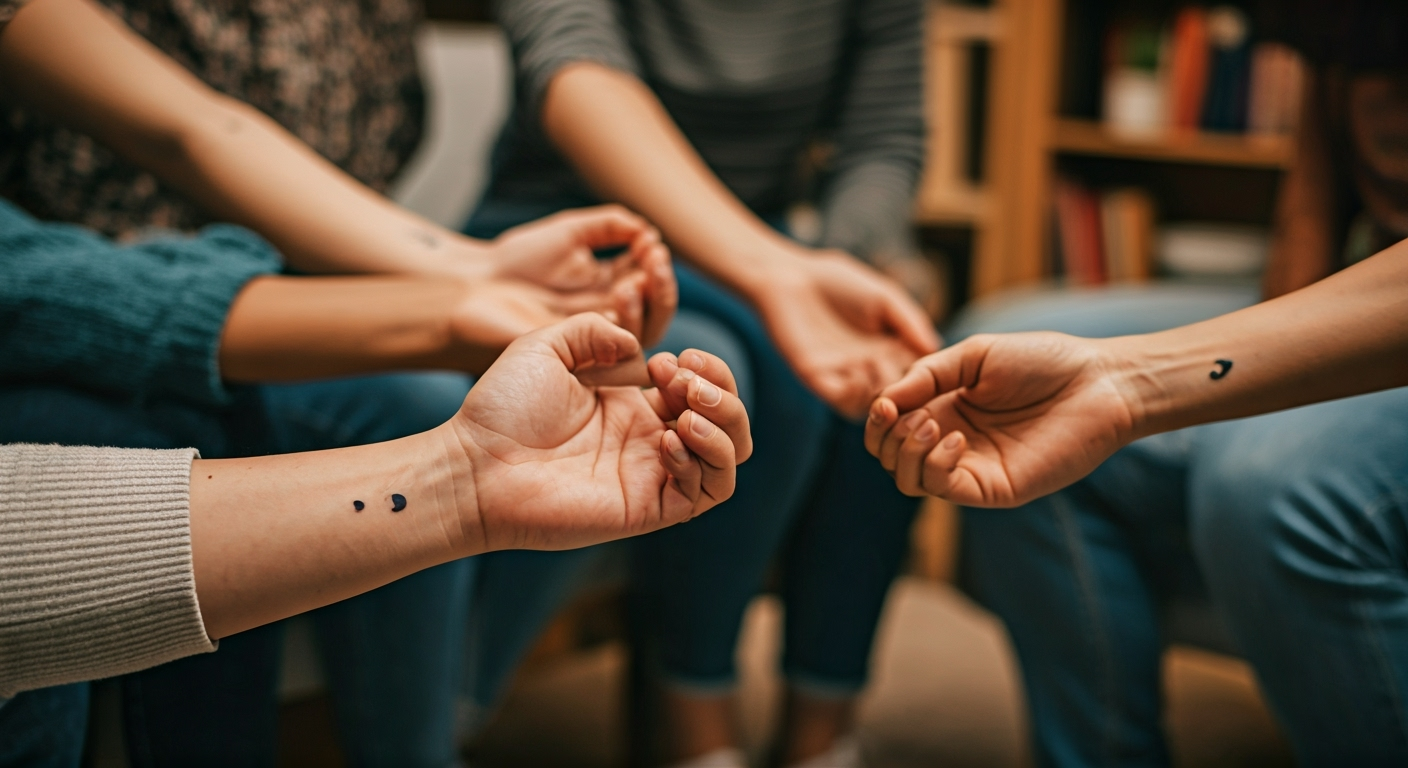 Tatuaż średnik - co oznacza? Ukryte znaczenie i symbolika 2