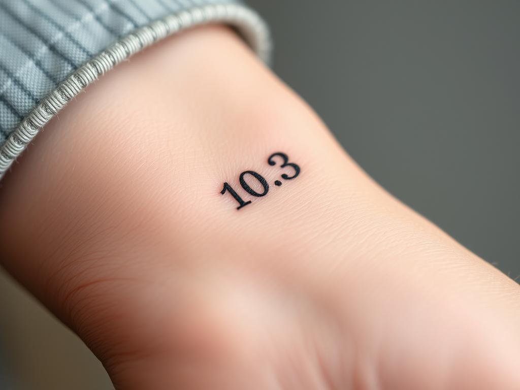 Minimalistyczny tatuaż z liczbą na nadgarstku i jego symboliczne znaczenie