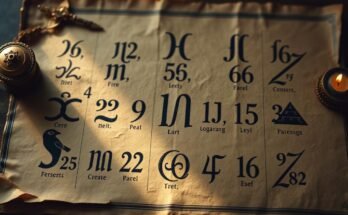 Numerologia znaczenie liczb - starożytne symbole numerologiczne na pergaminie