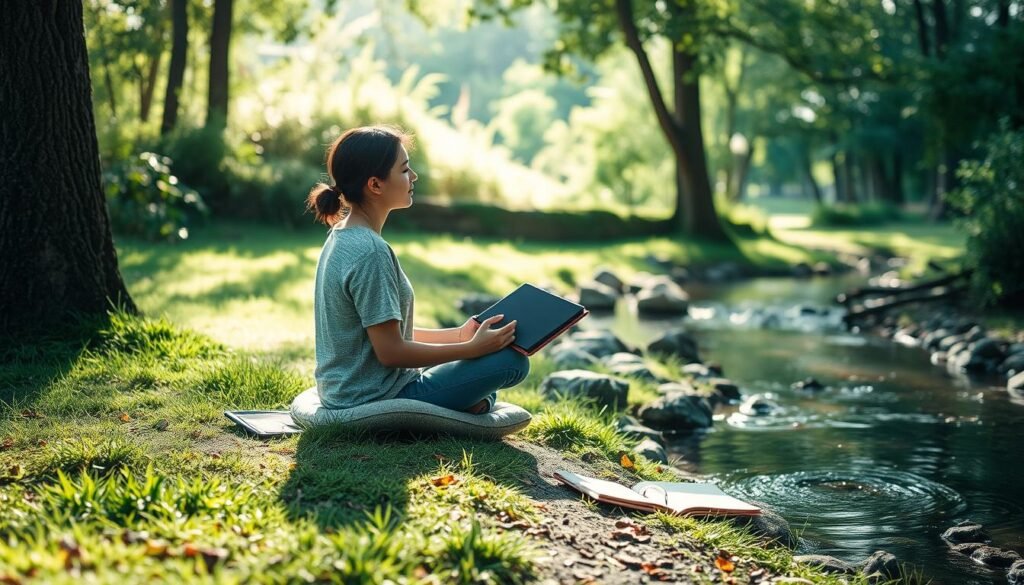 Osoba praktykująca medytację i autorefleksję, aby sprawdzić swój poziom duchowy