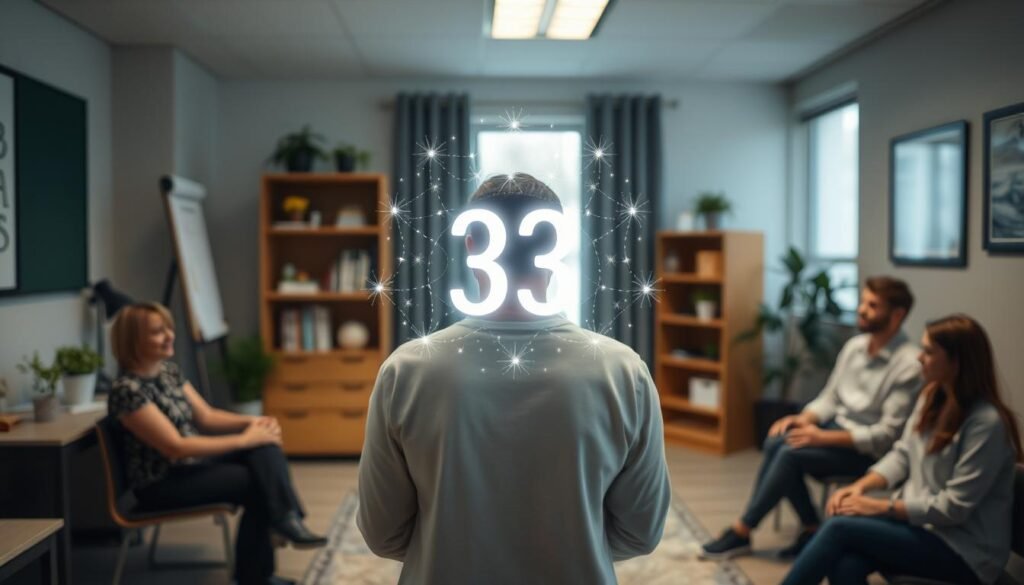 Osoba z liczbą 33 w środowisku zawodowym pomagającym innym