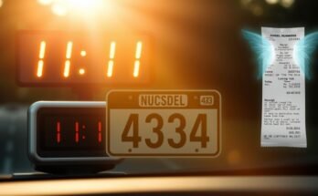 Różne liczby anielskie pojawiające się w codziennym życiu - na zegarze, tablicy rejestracyjnej i paragonie