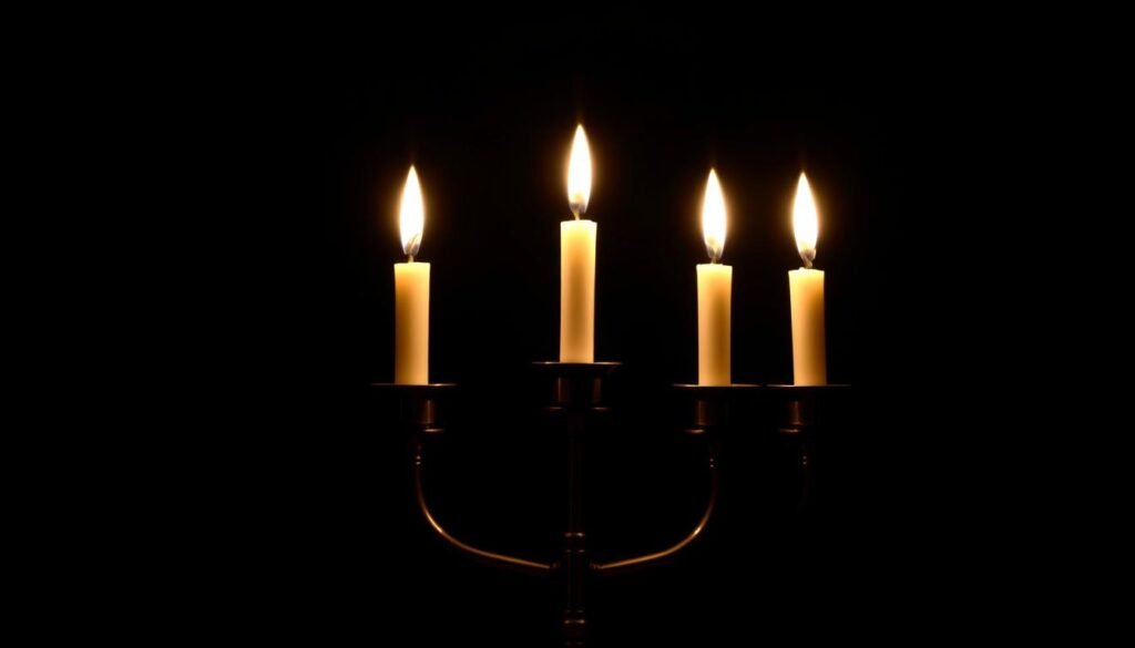 Siedem świec menory symbolizujących liczbę 7 w tradycji biblijnej