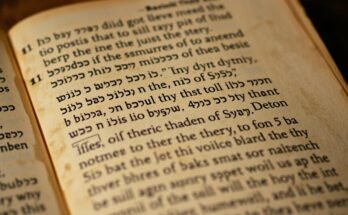 Starożytny manuskrypt biblijny z widocznymi liczbami zapisanymi w języku hebrajskim