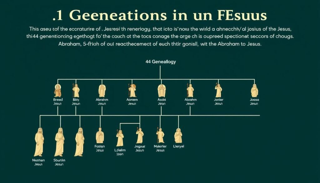 Symboliczne przedstawienie 44 pokoleń w genealogii Jezusa