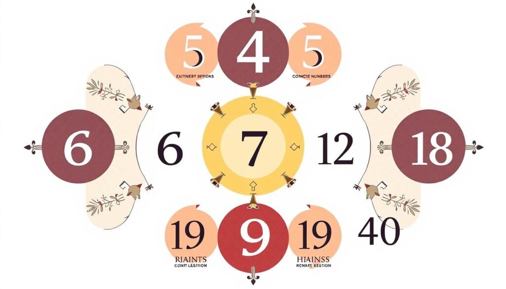 Symboliczne przedstawienie różnych liczb biblijnych i ich znaczeń