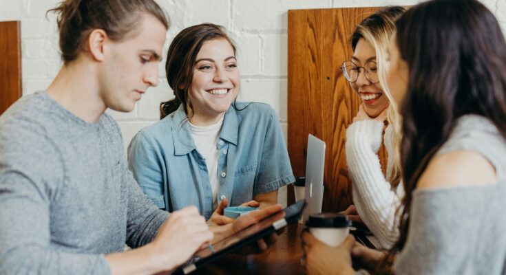 A group of friends at a coffee shop