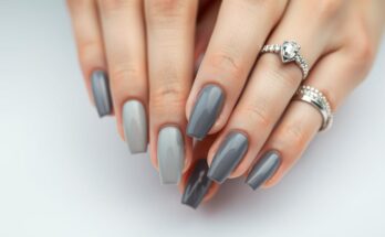 Eleganckie szare paznokcie w różnych odcieniach od jasnego po grafitowy