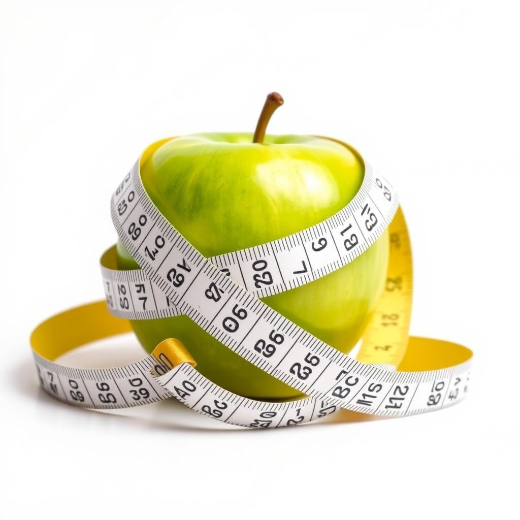 Jabłko z miarką krawiecką - czy jabłko tuczy?