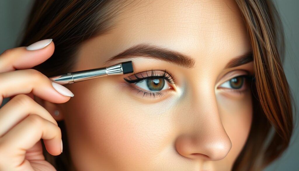 Kobieta podkręcająca rzęsy bez zalotki