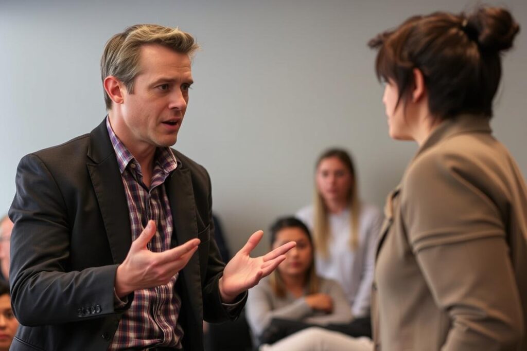 Konfrontacja słowna między dwiema osobami, jedna używa tekstów na zgaszenie wroga