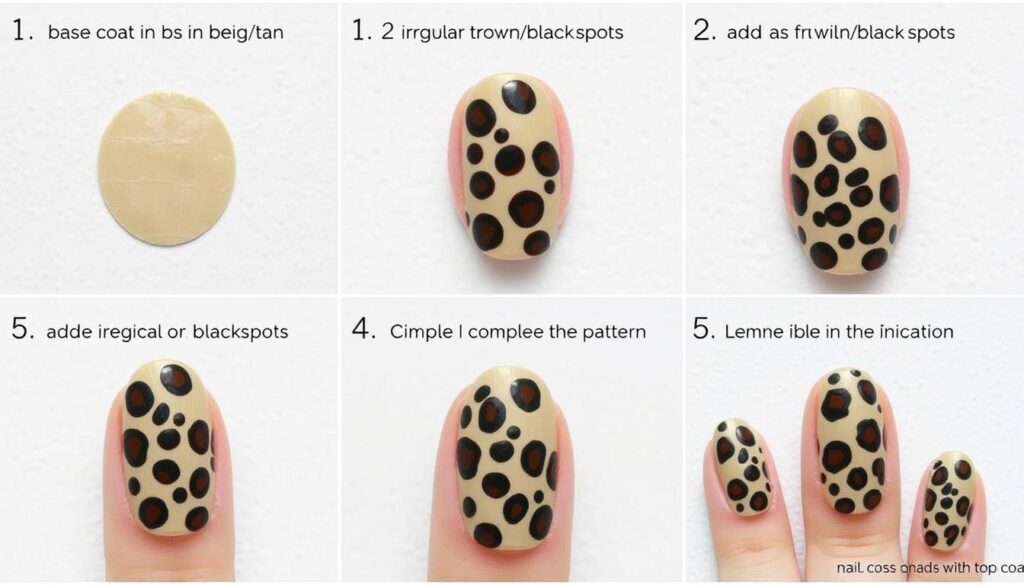 Krok po kroku tworzenie wzoru panterki na paznokciach w klasycznych kolorach