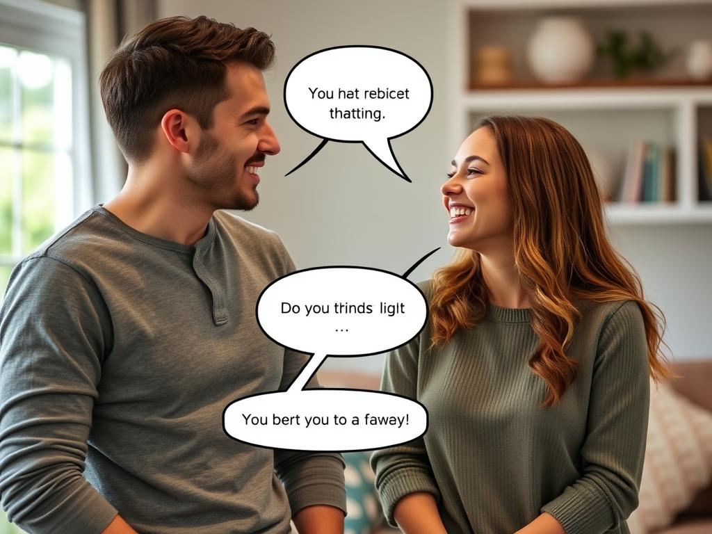 Para podczas żartobliwej wymiany zdań, kobieta używa tekstów na zgaszenie chłopaka