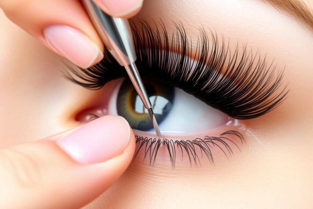 Podkręcanie sztucznych rzęs przed aplikacją