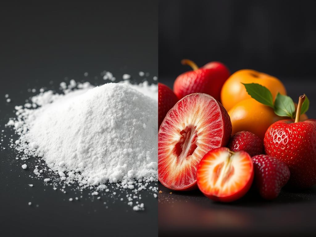 Porównanie cukru rafinowanego i naturalnych owoców