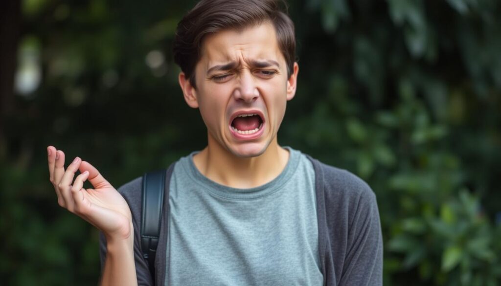 Reakcja zażenowania na cringe tekst na podryw