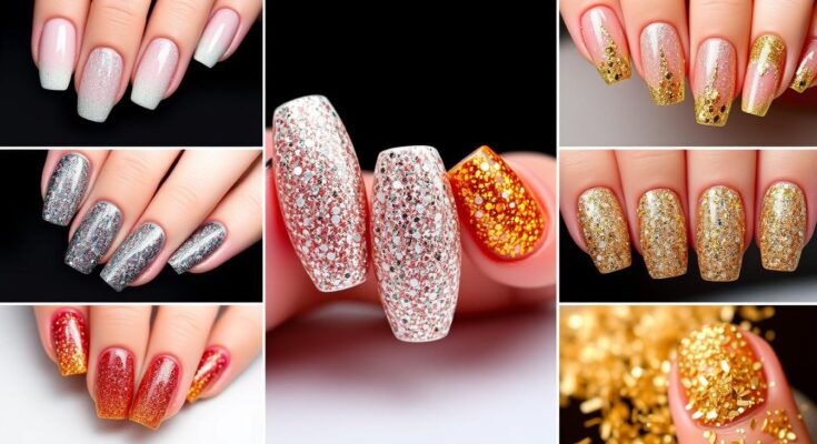 Różne rodzaje paznokci z brokatem - od delikatnych po intensywne