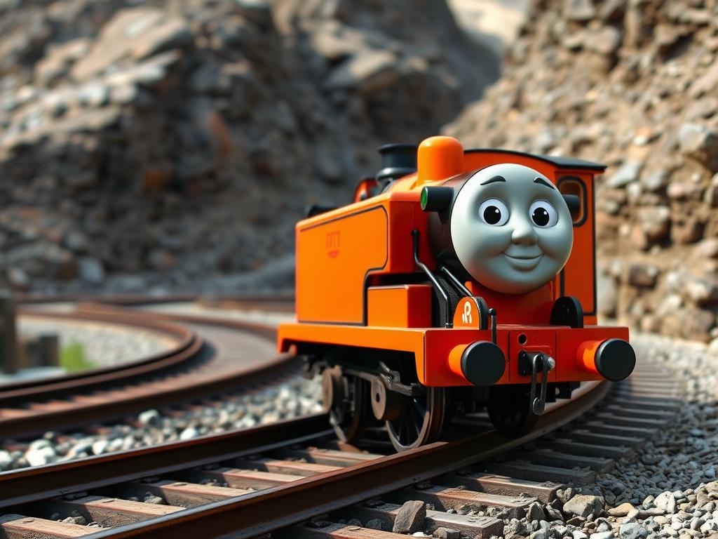 Rysio (Rusty) - pomarańczowa lokomotywa wąskotorowa