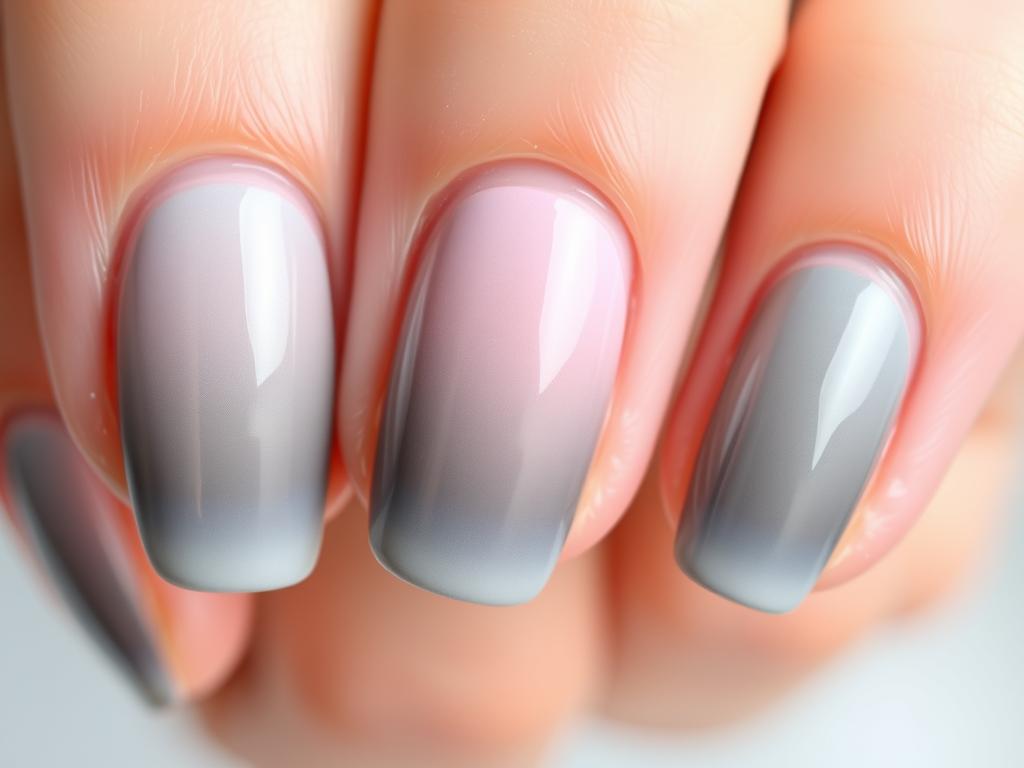 Szare paznokcie ombre w różnych wariantach kolorystycznych