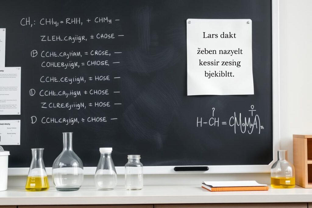 Tablica z wzorami chemicznymi i żartobliwym tekstem na podryw