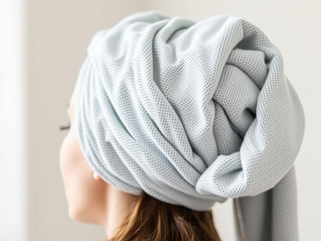 Turban z mikrofibry na włosach