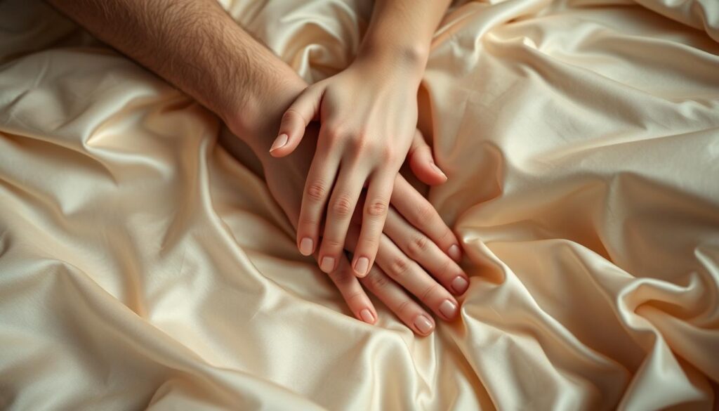 Zbliżenie na splecione dłonie pary, zaawansowane techniki palcówki krok po kroku
