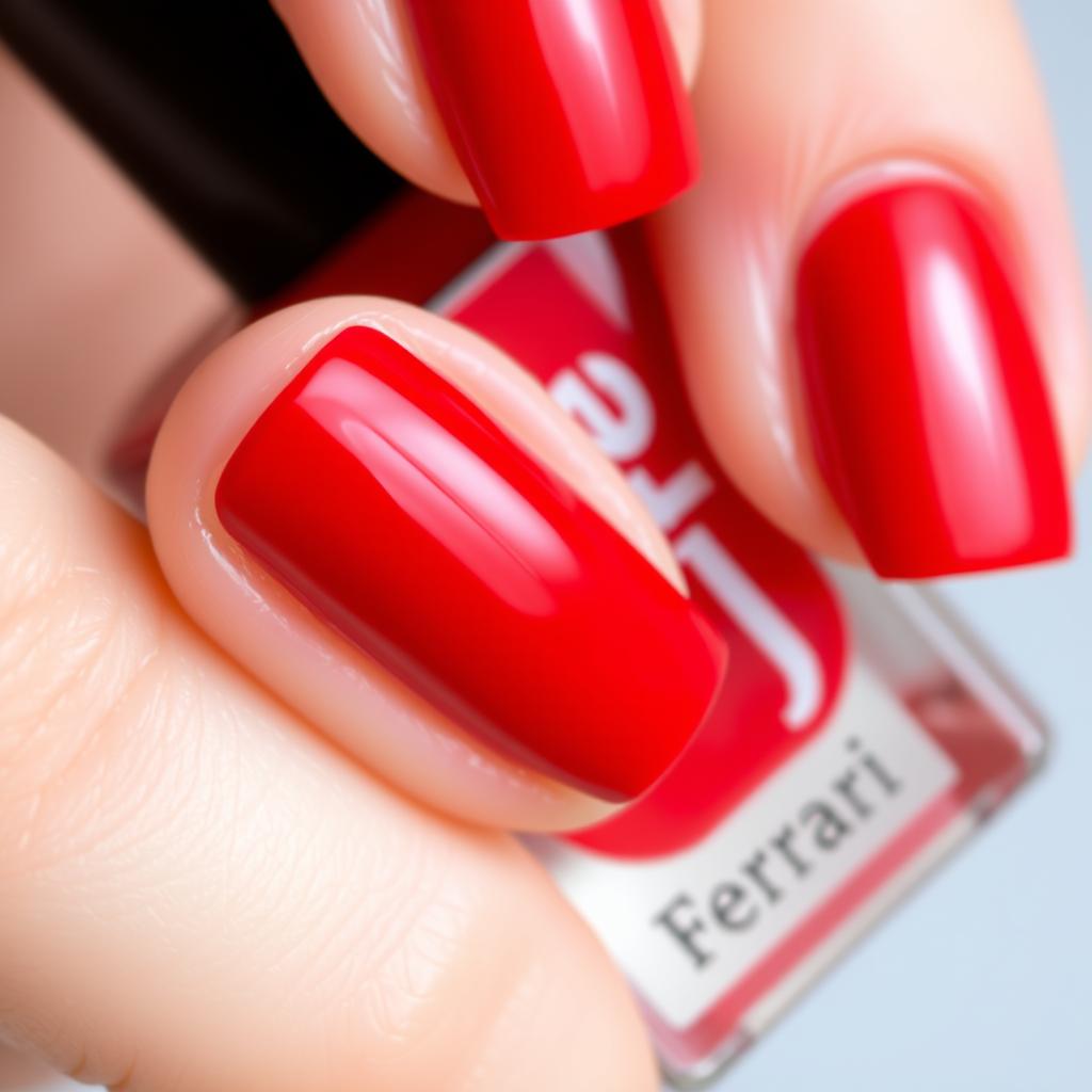 Czerwone paznokcie w odcieniu Ferrari Red