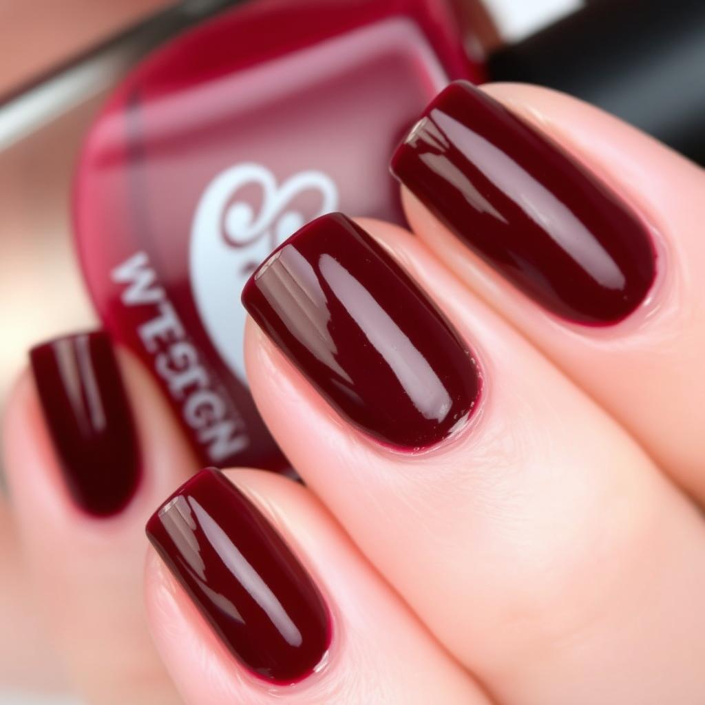 Czerwone paznokcie w odcieniu Wine Red