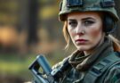 Kobieta w polskim mundurze wojskowym podczas ćwiczeń terenowych