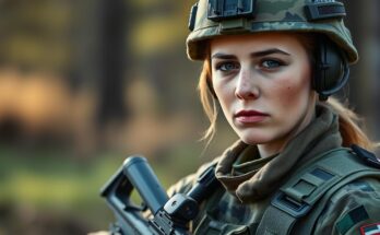 Kobieta w polskim mundurze wojskowym podczas ćwiczeń terenowych