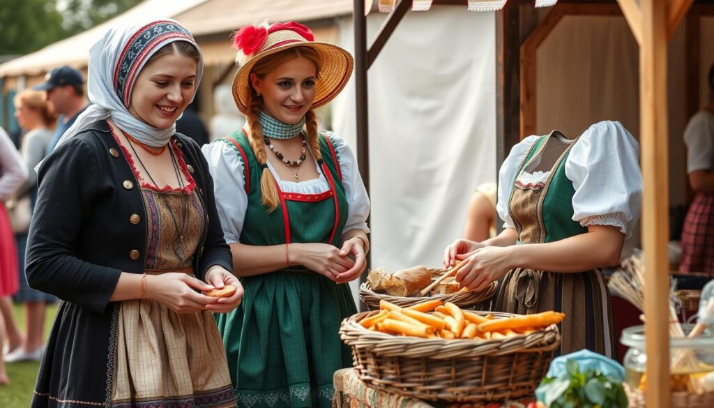 Koło gospodyń wiejskich prezentujące regionalne produkty