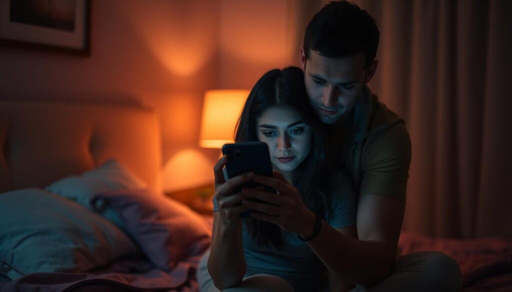 Osoba przeglądająca telefon partnera - przykład toksycznej zazdrości w związku