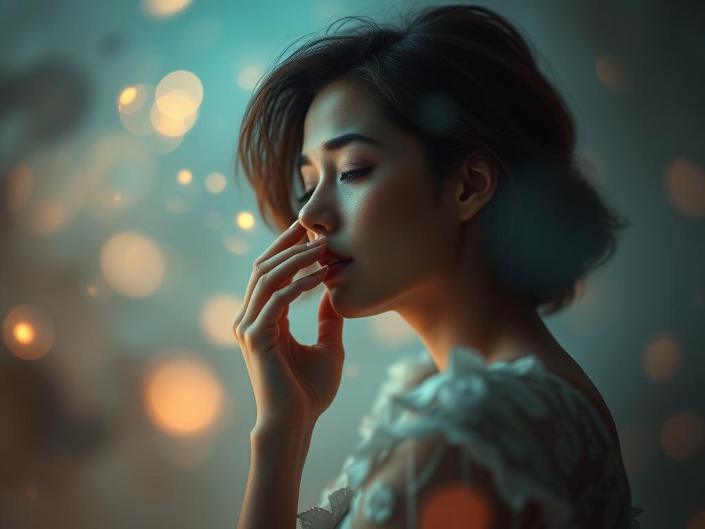 Osoba śniąca o pocałunku, artystyczne ujęcie