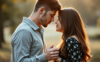 Para wymieniająca czuły pocałunek, trzymając się za ręce