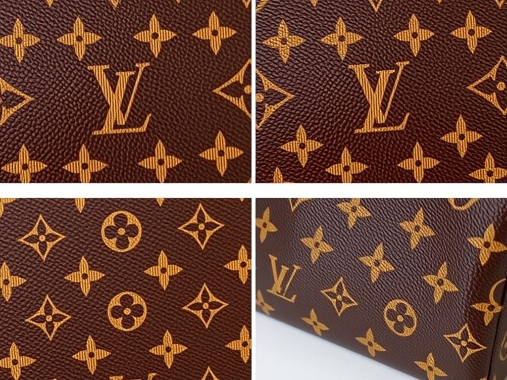 Porównanie wzoru monogramu oryginalnej i podrobionej torebki Louis Vuitton
