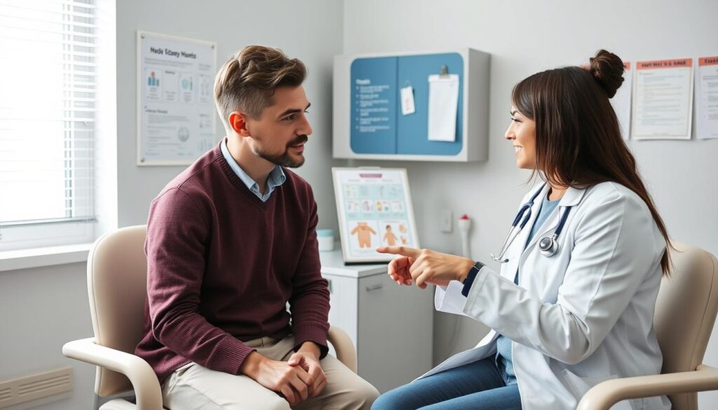 Rodzic konsultujący się z pediatrą