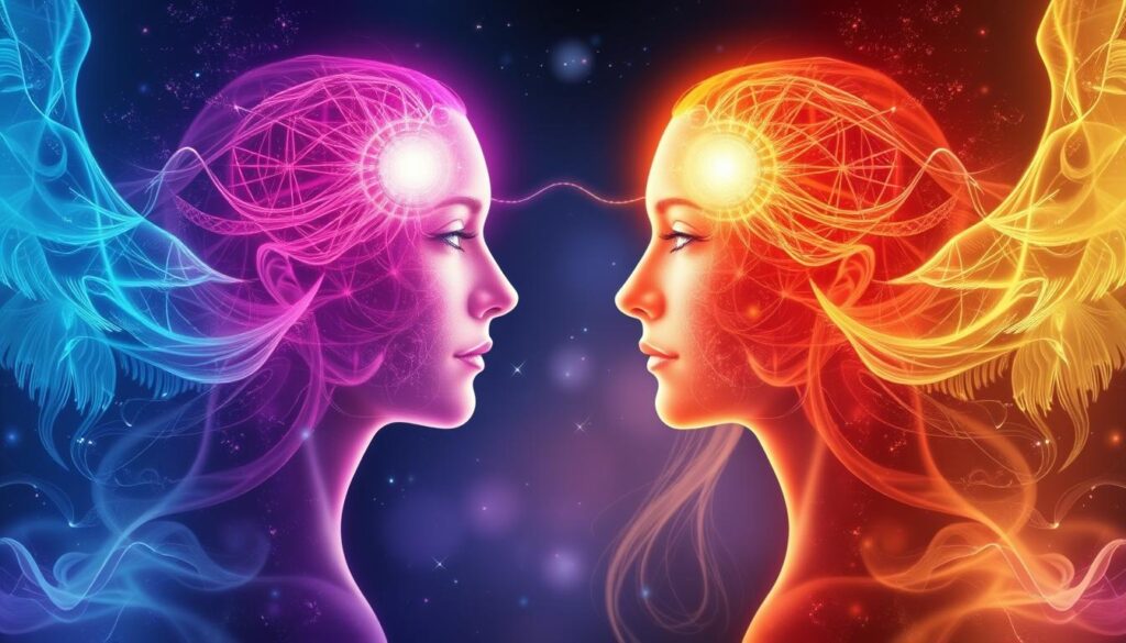 Telepatyczna komunikacja między bliźniaczymi płomieniami, wizualizacja energetycznego połączenia