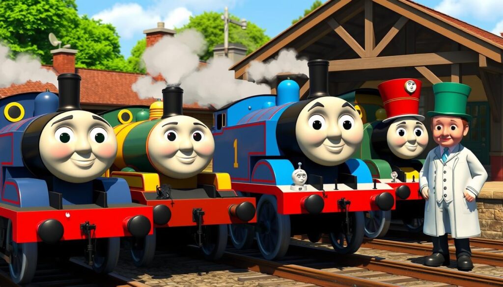 Tomek i jego przyjaciele lokomotywy na stacji Knapford na wyspie Sodor