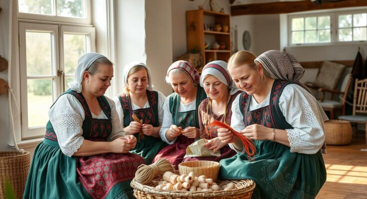 Tradycyjne koło gospodyń wiejskich podczas warsztatów rękodzieła