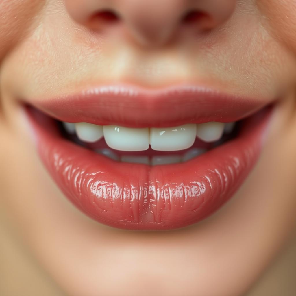 Zbliżenie na nawilżone, zadbane usta