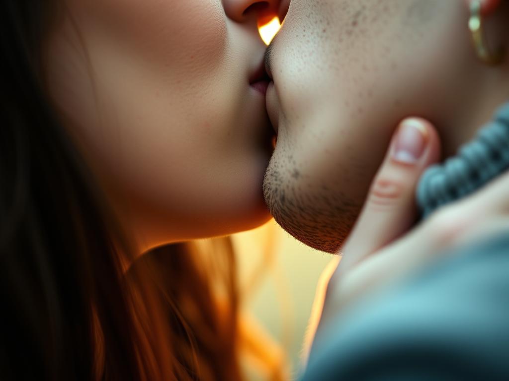 Zbliżenie na pocałunek w szyję